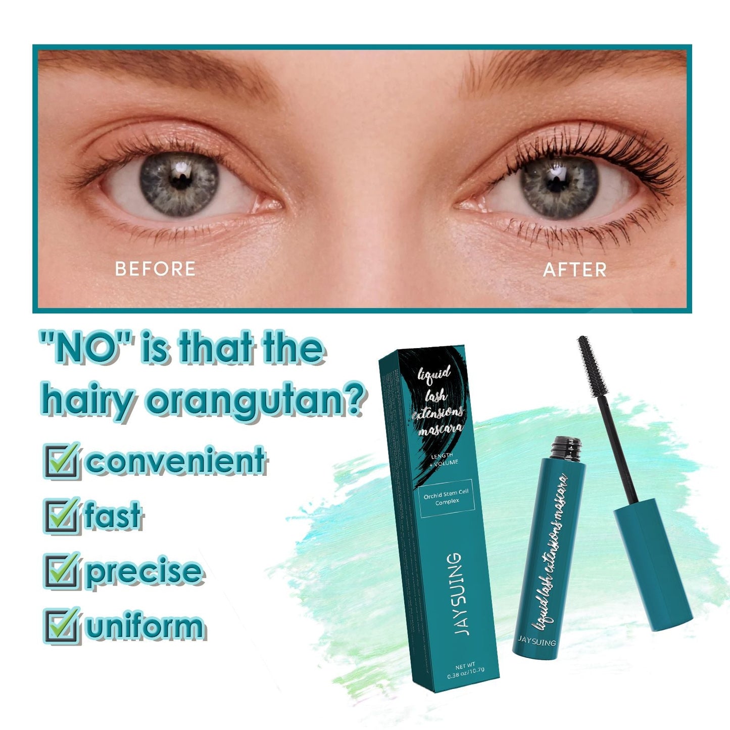 Jaysuing Mascara Cream, Long, Thin, Thick, Curling Eyelashes Will Hold The Makeup Naturally Without Blending Black Mascara