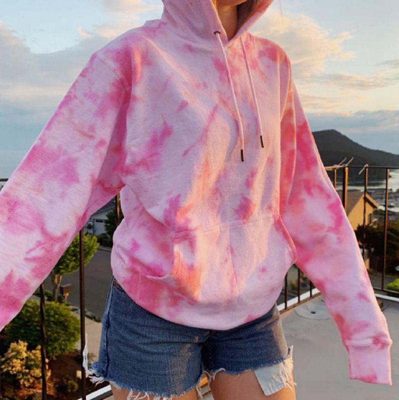 spring and winter new women's wear large coat tie dyed and printed Hoodie