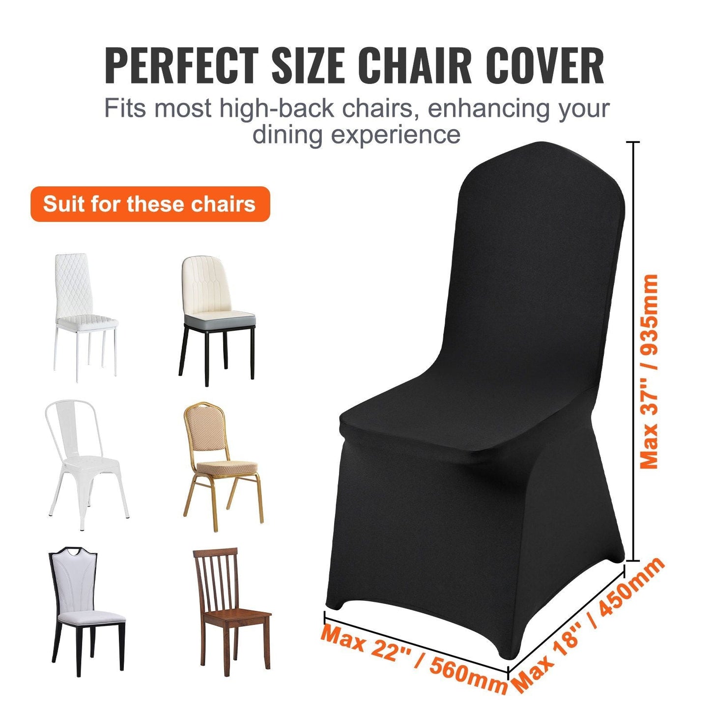 Stretch Spandex Folding Chair Covers, Universal Fitted Chair Cover, Removable Washable Protective Slipcovers, for Wedding, Holiday, Banquet, Party, Celebration, Dining (50PCS Black)