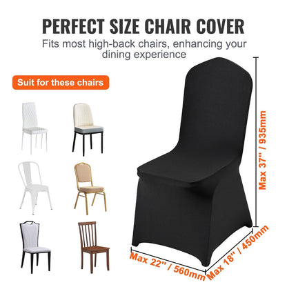Stretch Spandex Folding Chair Covers, Universal Fitted Chair Cover, Removable Washable Protective Slipcovers, for Wedding, Holiday, Banquet, Party, Celebration, Dining (50PCS Black)