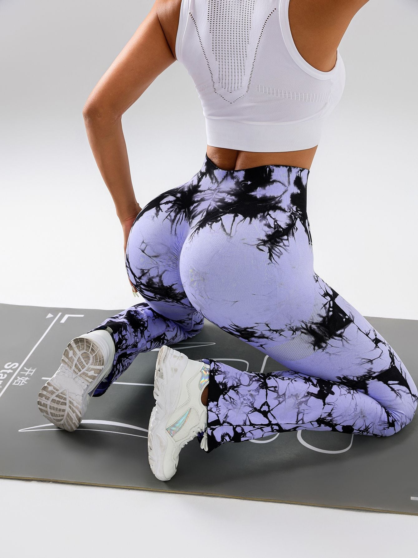 High-Waist Tummy Control Flare Yoga Pants For Women, Tie-Dye Stretch Slimming Bootcut Workout Pants, Fitness & Sports Activewear