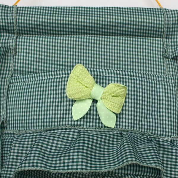 [Plaid & Bowknot] Green/Wall Hanging/ Hanging Baskets/Wall Organizers/ Baskets (11*21)