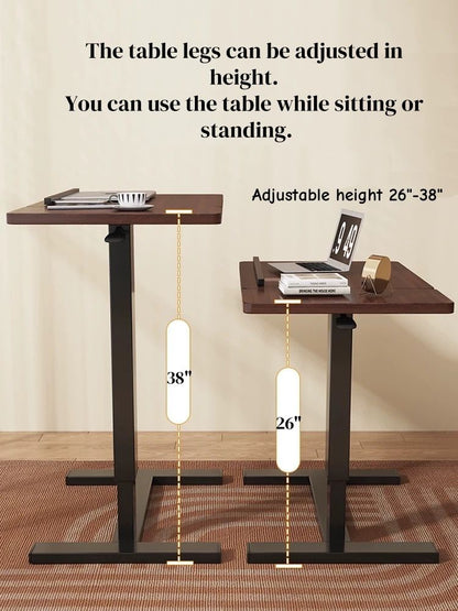 Bedside Table,Folding Overbed Bedside Desk Mobile Rolling Laptop Stand Tilting Overbed Table with Wheels Height Adjustable Tray Table for Laptop Bed Sofa Side Table (WALNUT)