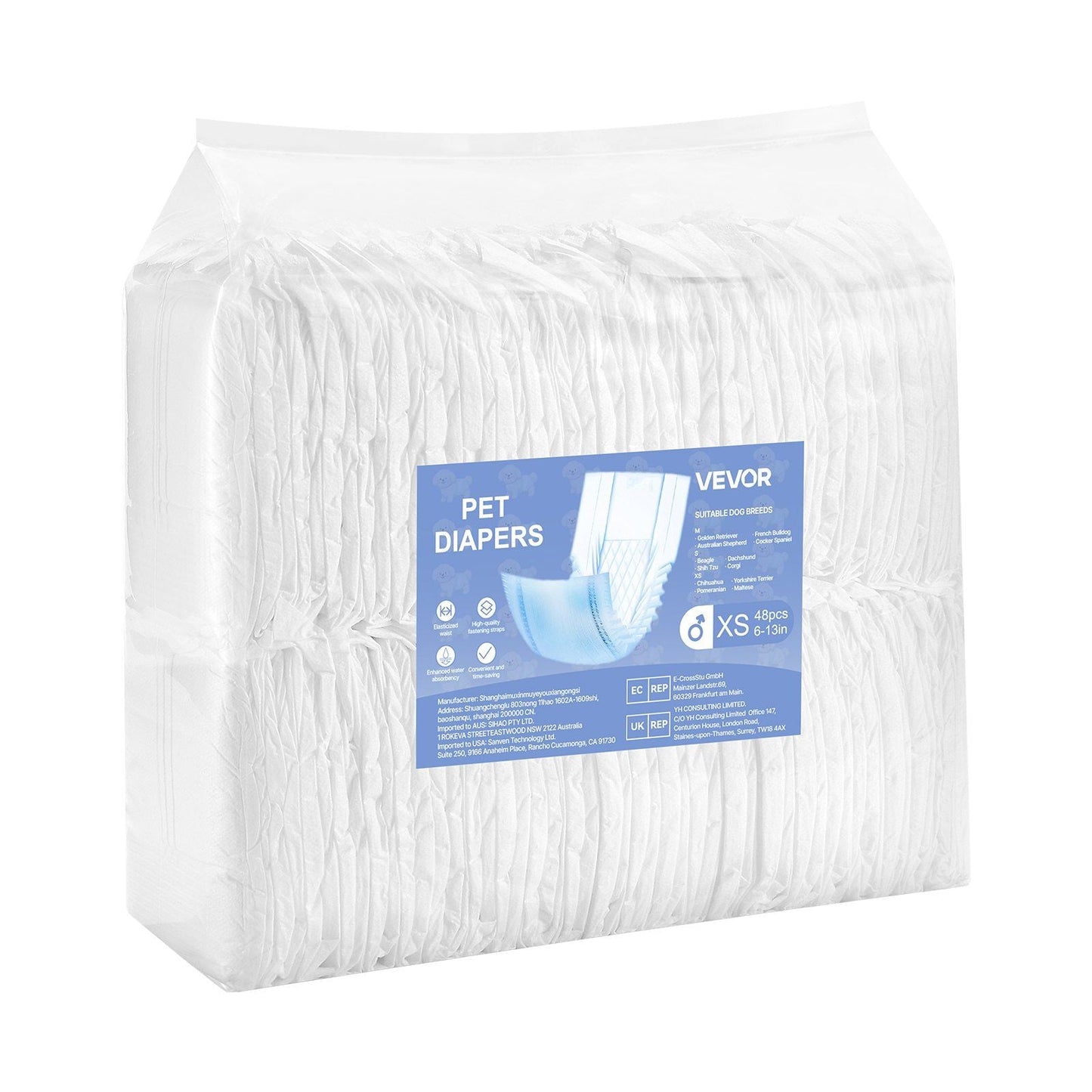 Disposable Male Dog Diapers Super Absorbent Male Dog Wrap XS Size 96 Count