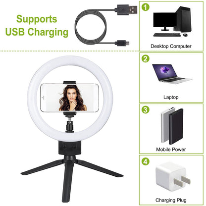9" Dimmable LED Ring Light w/ Tripod Phone Selfie Camera Studio Photo Video Makeup Lamp