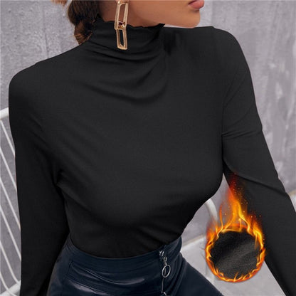 Spring Autumn Turtleneck T-shirt Women All-Match Top Shirt Soft Comfortable Inner Top Casual Long Sleeve T-shirt Office Wear
