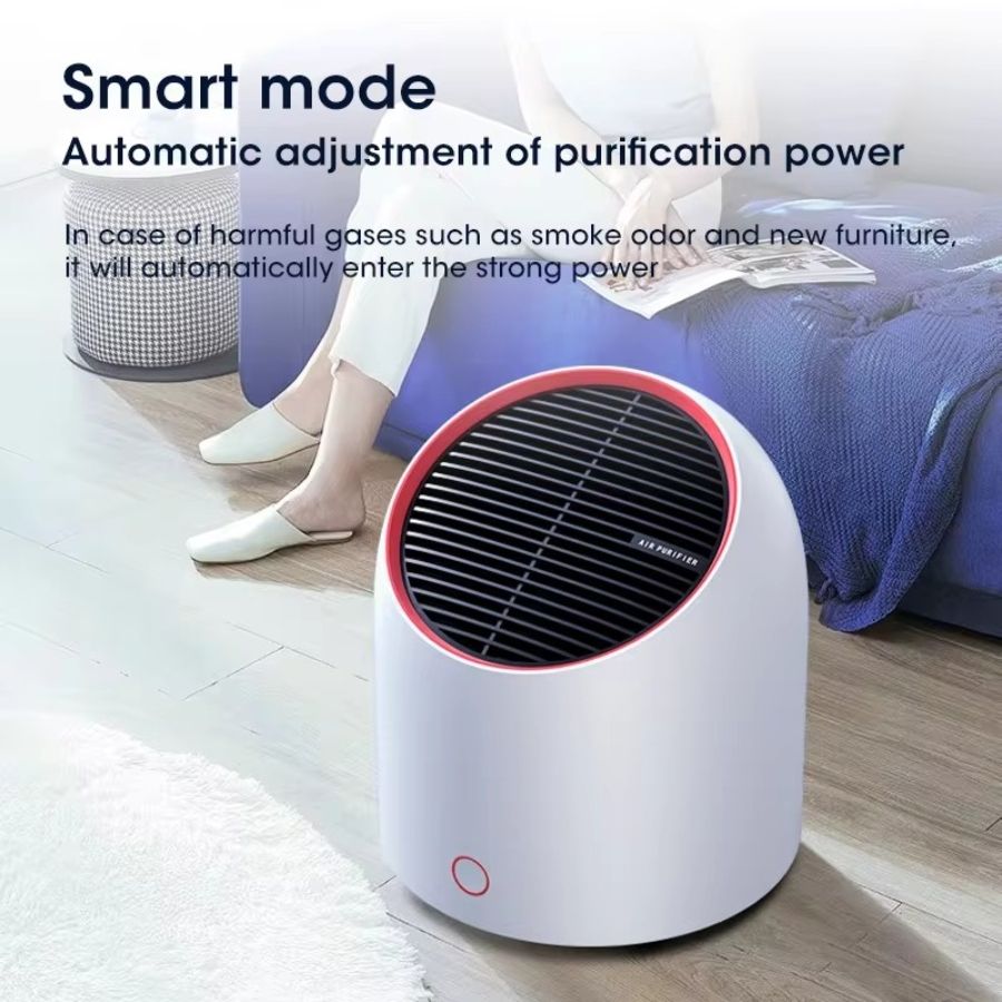 Portable Air Purifier 4000mAh Battery USB Rechargable Air Cleaner Desktop Electronic Filter Portable Negative Ion Remove Activated Carbon Sterilizer Air Filter Duster