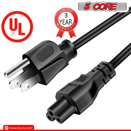 12ft 3 Prong Non-Polarized AC Wall Power Cable Cord for HP Dell Samsung Sony Asus Acer Toshiba Laptop Charger LED LCD Monitor Replacement Power Cord PL 1002