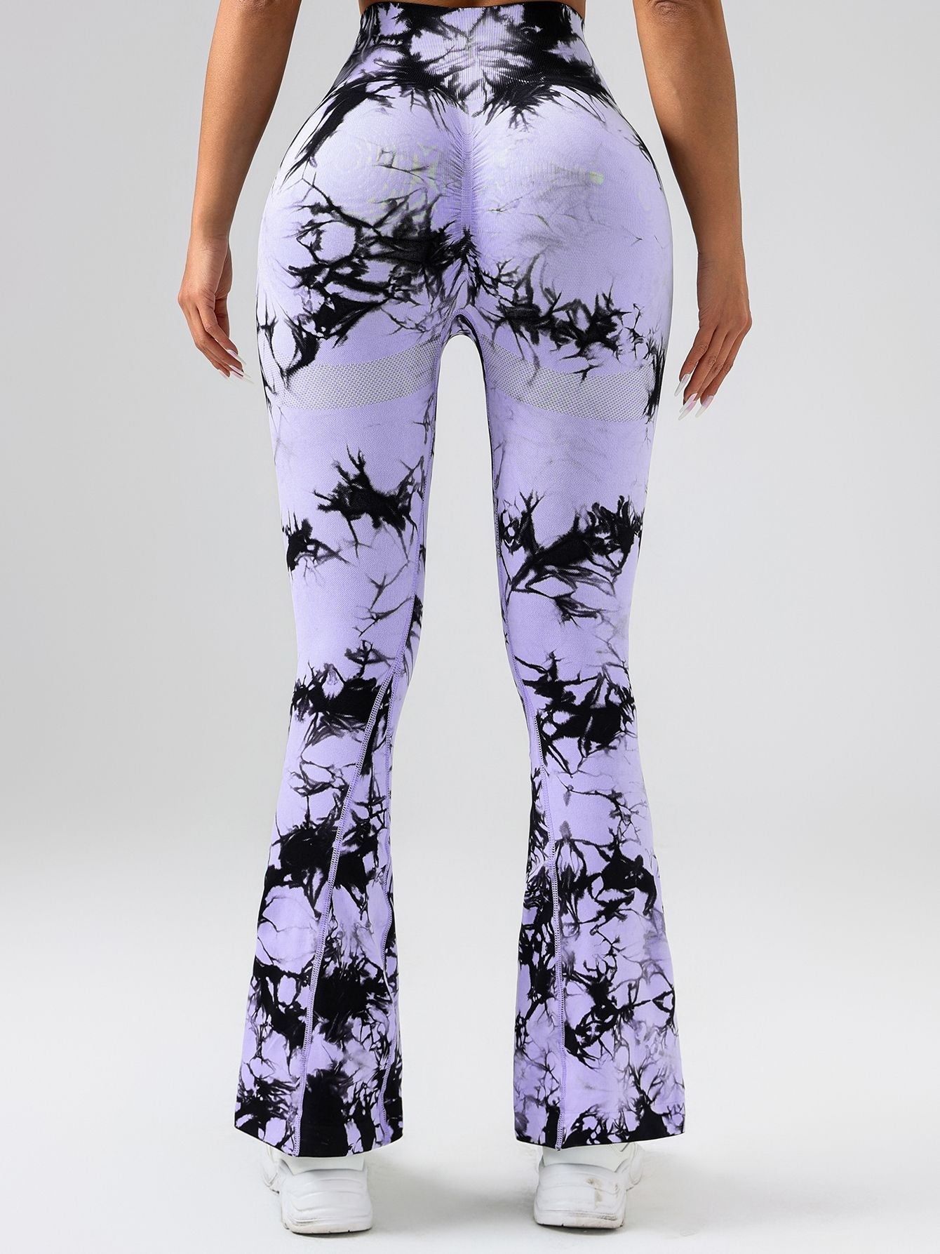 High-Waist Tummy Control Flare Yoga Pants For Women, Tie-Dye Stretch Slimming Bootcut Workout Pants, Fitness & Sports Activewear
