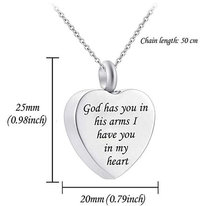 Heart-shaped Wing Urn Funeral Cremation Jewelry Necklace Pendant