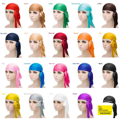 Silky Durags for Men Women 360 Waves with 1 Wave Cap Silky Satin Durag Extra Long Tails Moisture-Tech Fabric Satin Du-Rag
