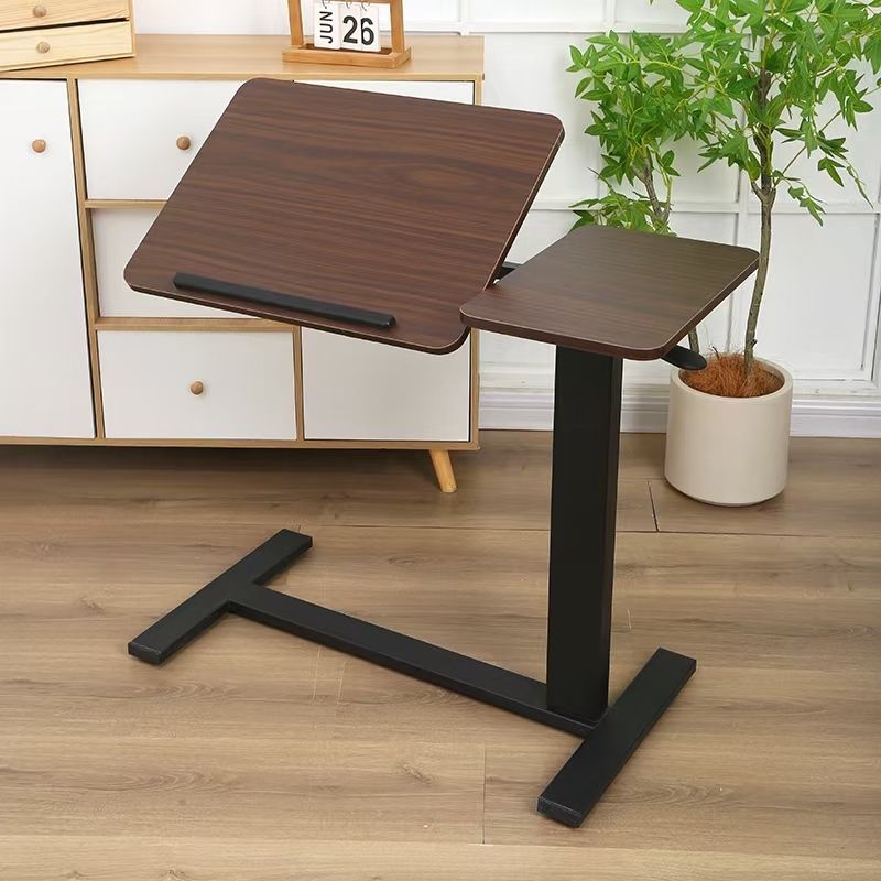 Bedside Table,Folding Overbed Bedside Desk Mobile Rolling Laptop Stand Tilting Overbed Table with Wheels Height Adjustable Tray Table for Laptop Bed Sofa Side Table (WALNUT)