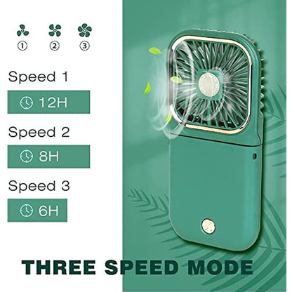 Handheld Portable Fan; Rechargeable Power Bank USB Mini Fan; Small Personal Fan With 3 Speeds; 3000 MAh Battery Operated Foldable Desk Fan; Neck Fan With Lanyard