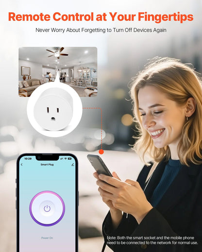 VEVOR Smart Plug Works WiFi Smart Outlet with Alexa and Google Home 4-Pack White