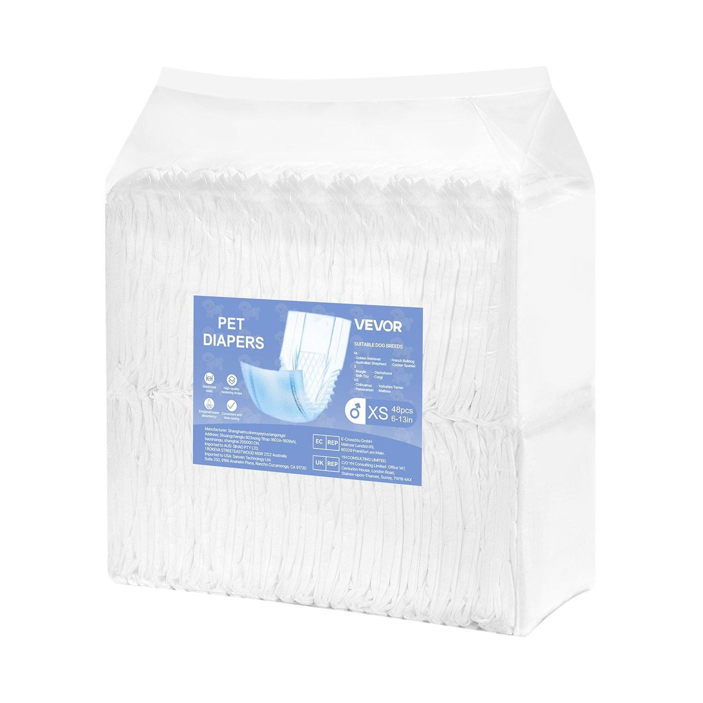 Disposable Male Dog Diapers Super Absorbent Male Dog Wrap XS Size 96 Count