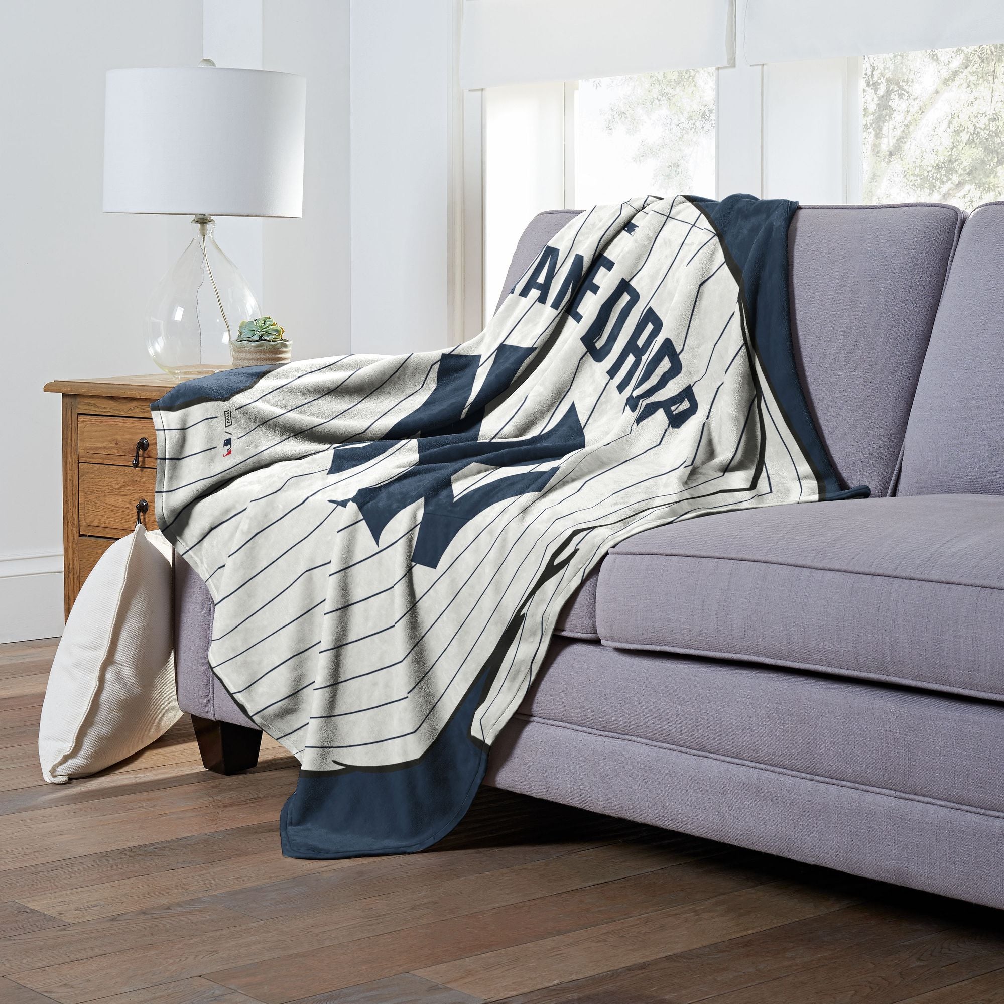 [Personalization Only] OFFICIAL MLB Jersey Personalized Silk Touch Throw Blanket - Yankees