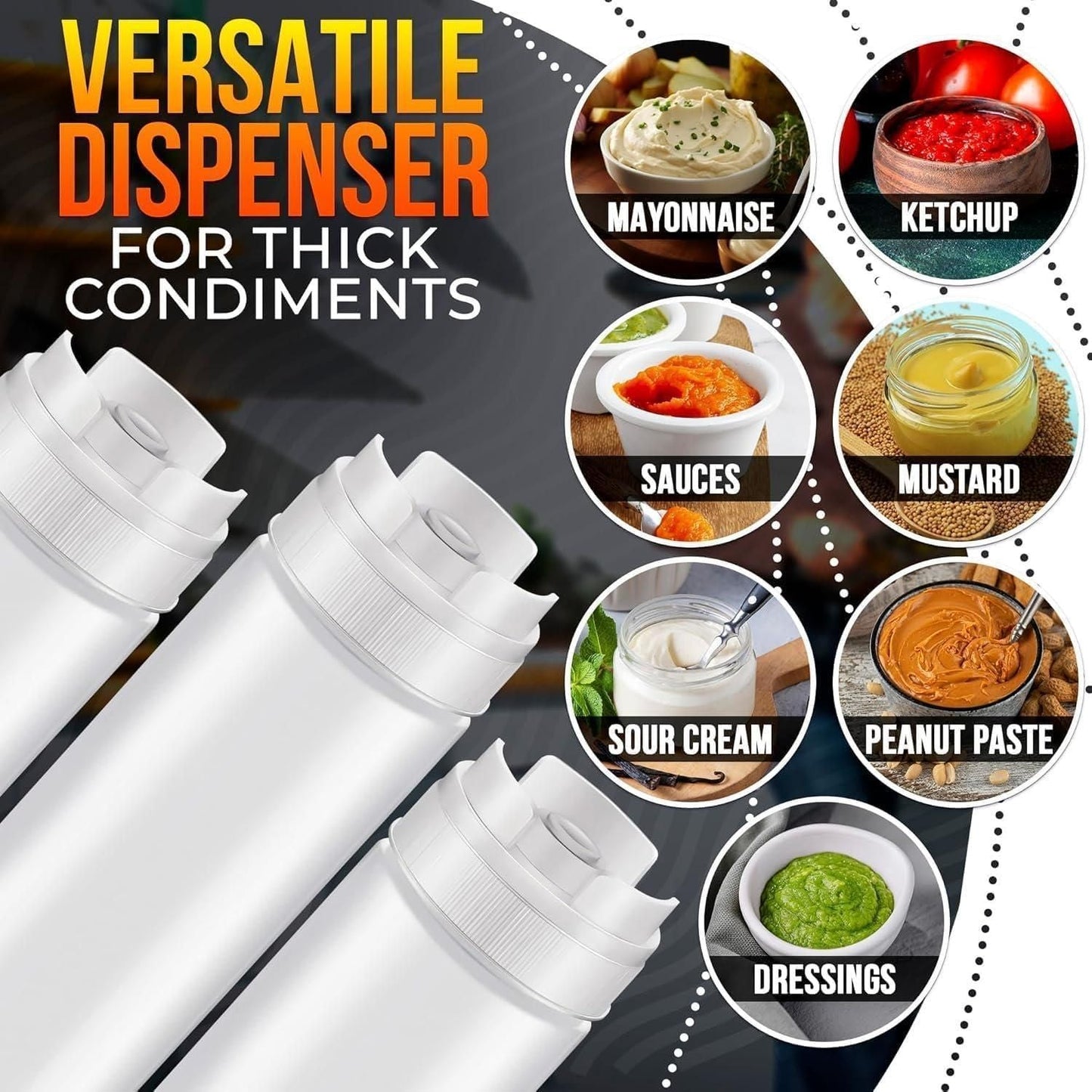 Set of 6 Condiment Squeeze Bottles for Sauces 16 oz Self Closing Valve Easy to Fill Clear Design Ready to Dispense for Dressings Condiments and Sauces Durable and Convenient