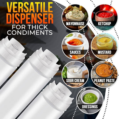 Set of 6 Condiment Squeeze Bottles for Sauces 16 oz Self Closing Valve Easy to Fill Clear Design Ready to Dispense for Dressings Condiments and Sauces Durable and Convenient