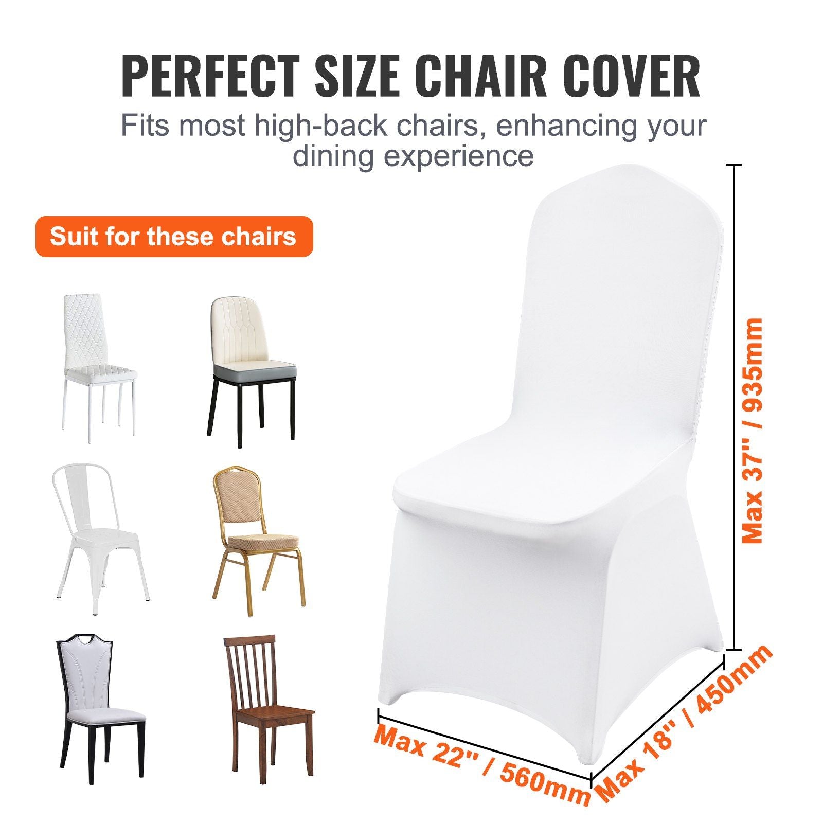 Stretch Spandex Folding Chair Covers, Universal Fitted Chair Cover, Removable Washable Protective Slipcovers, for Wedding, Holiday, Banquet, Party, Celebration, Dining (50PCS White)