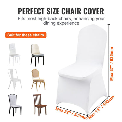 Stretch Spandex Folding Chair Covers, Universal Fitted Chair Cover, Removable Washable Protective Slipcovers, for Wedding, Holiday, Banquet, Party, Celebration, Dining (50PCS White)