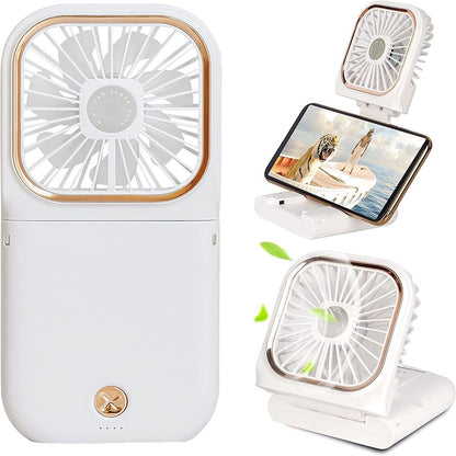 Handheld Portable Fan; Rechargeable Power Bank USB Mini Fan; Small Personal Fan With 3 Speeds; 3000 MAh Battery Operated Foldable Desk Fan; Neck Fan With Lanyard