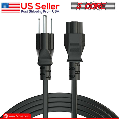 12ft 3 Prong Non-Polarized AC Wall Power Cable Cord for HP Dell Samsung Sony Asus Acer Toshiba Laptop Charger LED LCD Monitor Replacement Power Cord PL 1002