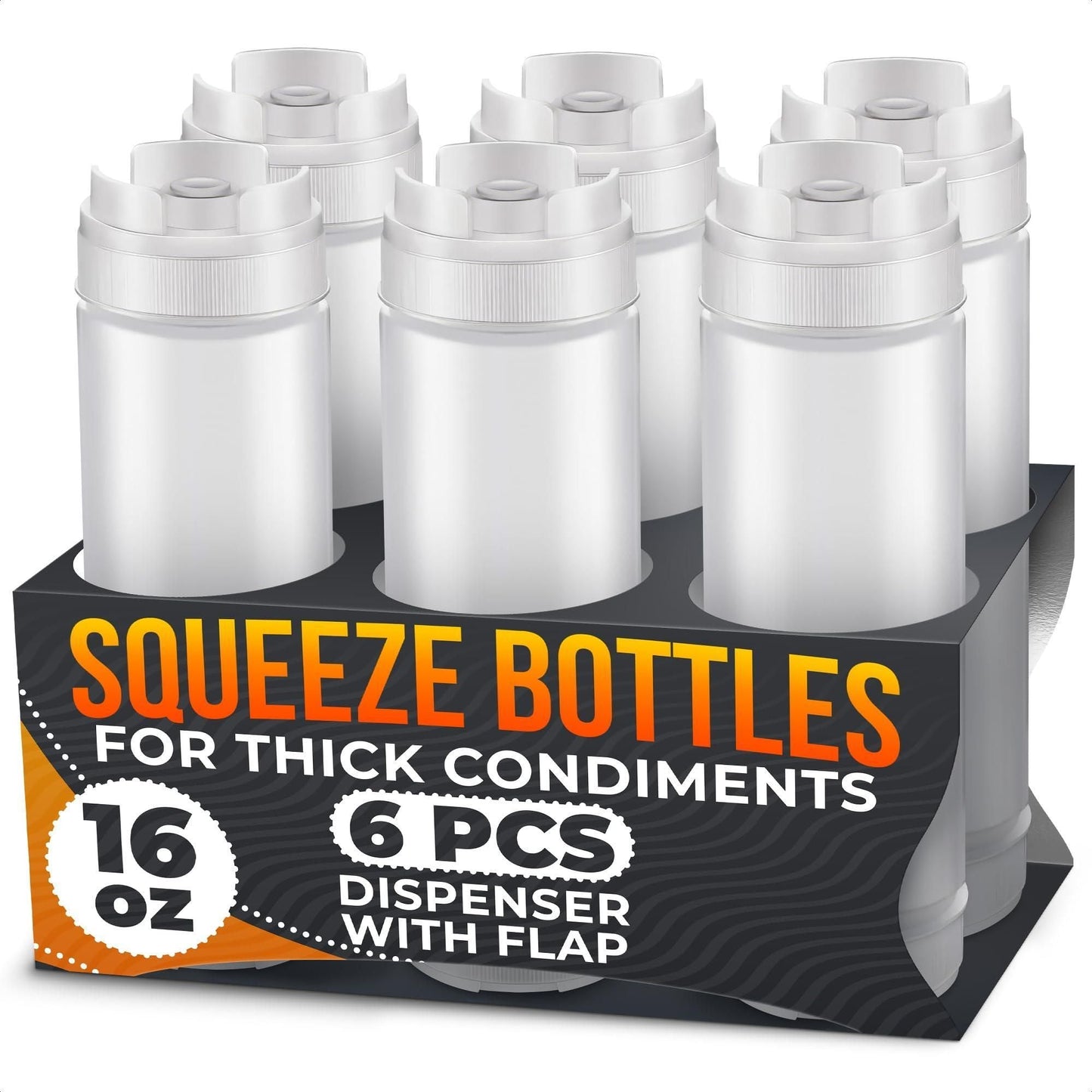 Set of 6 Condiment Squeeze Bottles for Sauces 16 oz Self Closing Valve Easy to Fill Clear Design Ready to Dispense for Dressings Condiments and Sauces Durable and Convenient