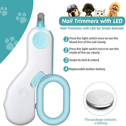 Pet Dog Cat Nail Clippers; Dog Nail Trimmers With LED Lights; Professional Beauty Care Tools