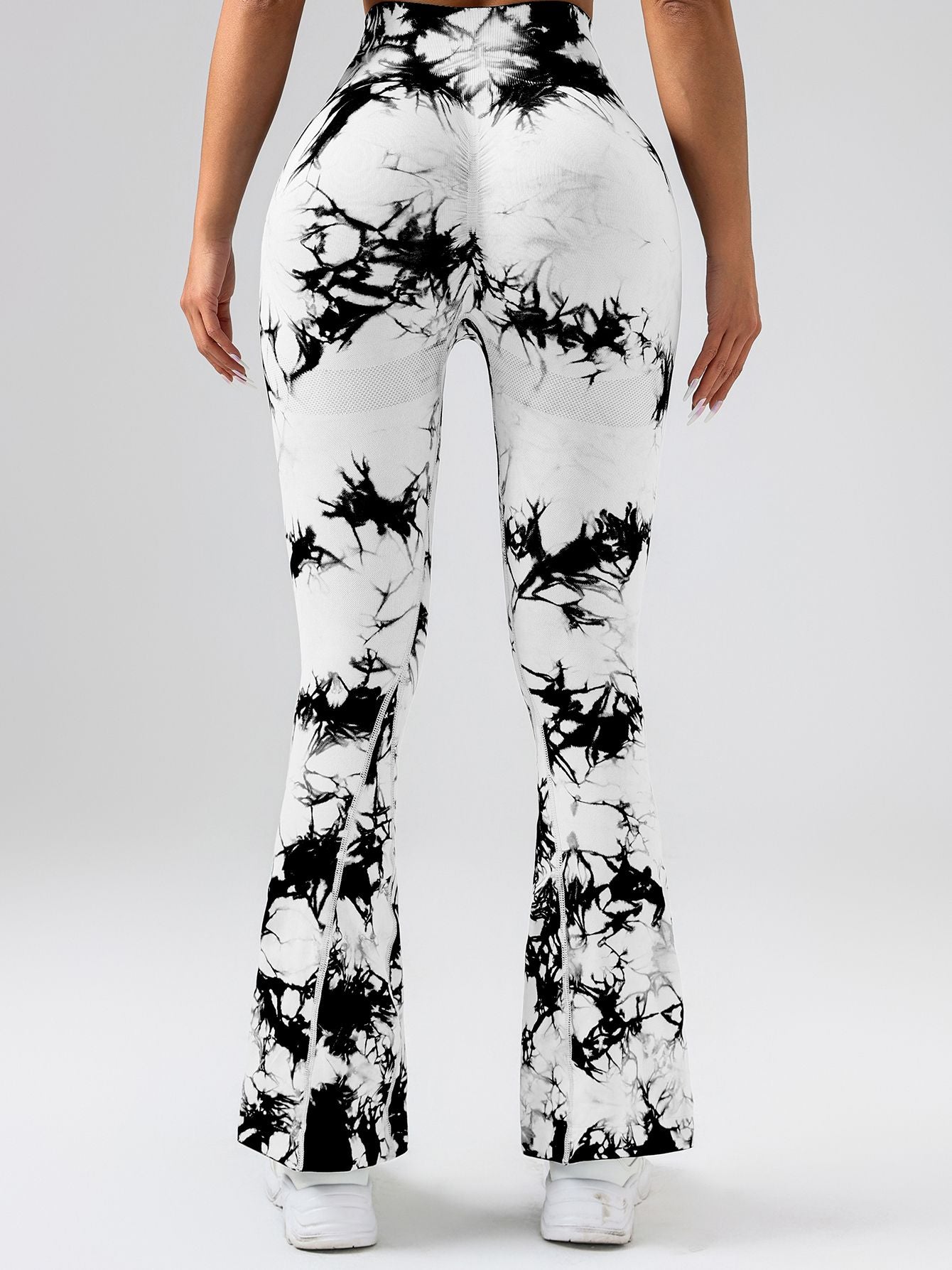 High-Waist Tummy Control Flare Yoga Pants For Women, Tie-Dye Stretch Slimming Bootcut Workout Pants, Fitness & Sports Activewear