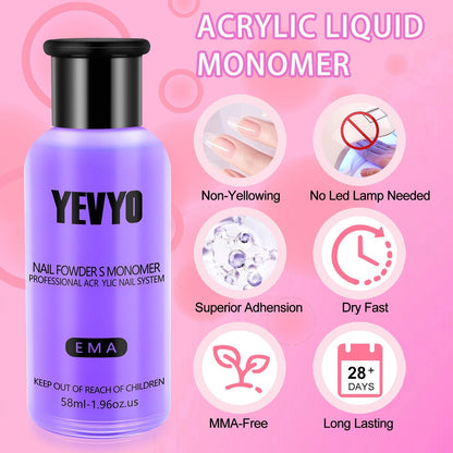 Acrylic Nail Kit, Nail Kit for Beginners with Everything, 24 Colors Glitter Acrylic Powder and Liquid Monomer Set, 200 Pcs Nail Tips, 3 Pcs Acrylic Nail Brush for Home DIY Extension Nail Salon