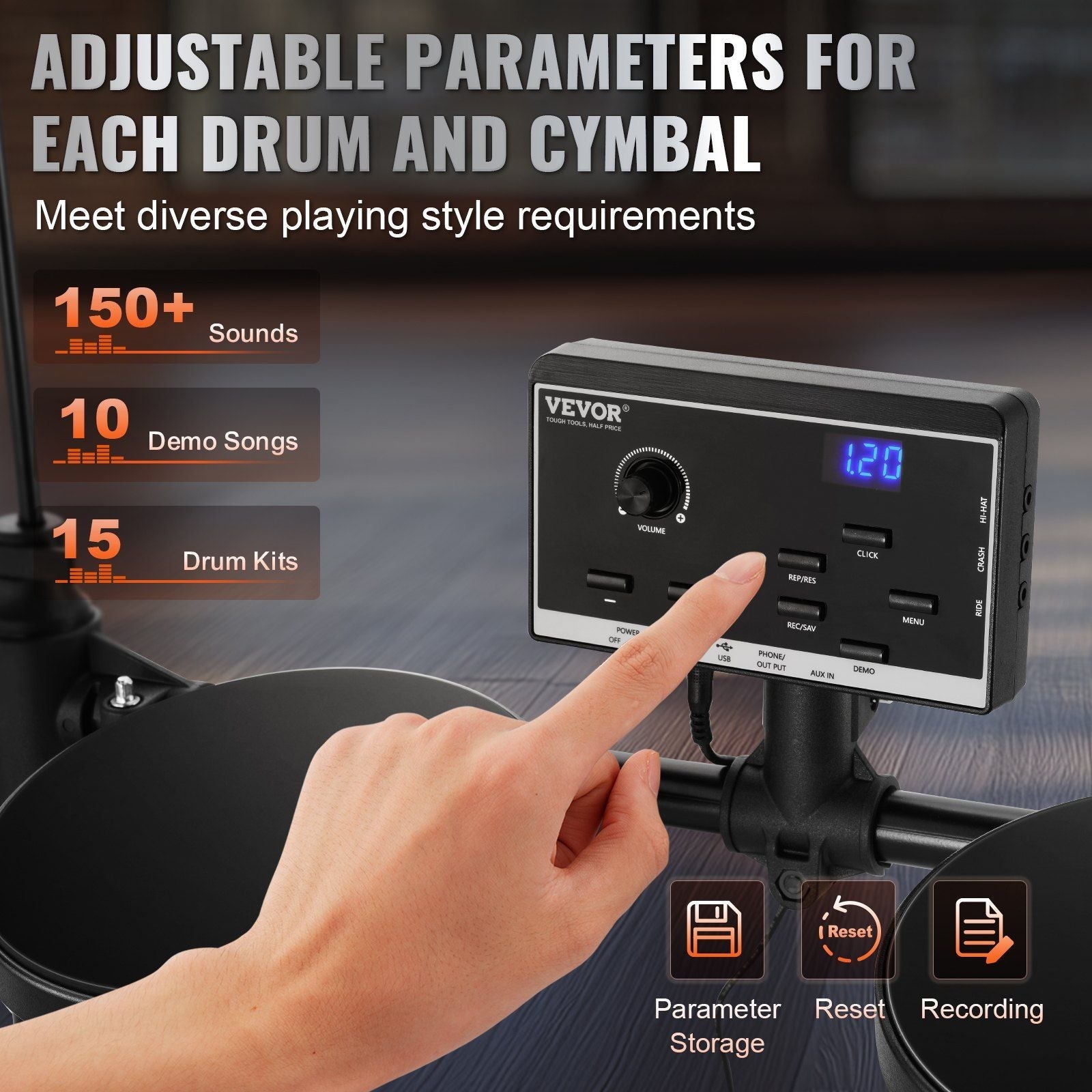 Electric Drum Set Electronic Drum Kit 150 Sounds for Beginners & Adults