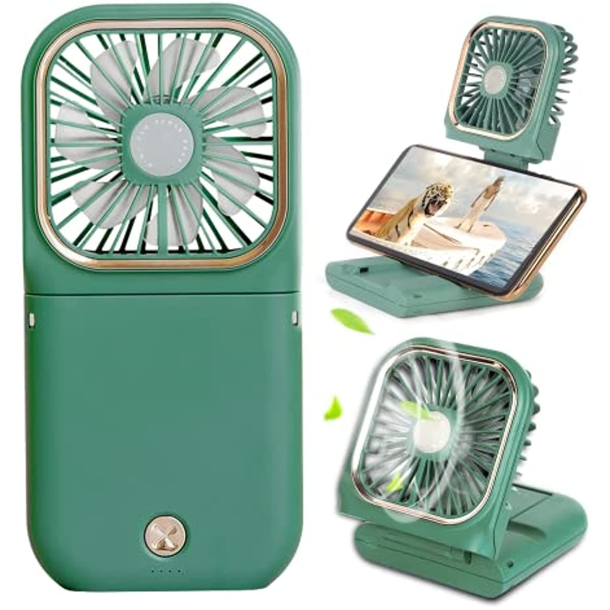 Handheld Portable Fan; Rechargeable Power Bank USB Mini Fan; Small Personal Fan With 3 Speeds; 3000 MAh Battery Operated Foldable Desk Fan; Neck Fan With Lanyard