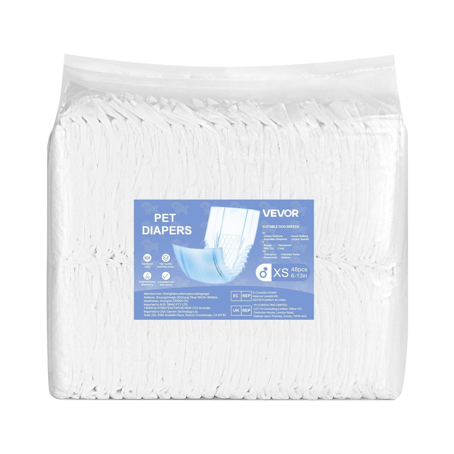 Disposable Male Dog Diapers Super Absorbent Male Dog Wrap XS Size 96 Count