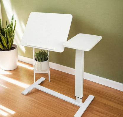 Overbed Bedside Desk Mobile Rolling Laptop Stand Tilting Overbed Table with Wheels Height Adjustable Tray Table for Laptop Bed Sofa Side Table ,Bedside Table(WHITE)
