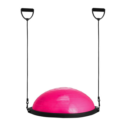 Half Exercise Ball Trainer, 26 inch Balance Ball Trainer, 1500lbs Capacity Stability Ball, Yoga Ball with Resistance Bands & Foot Pump, Strength Fitness Ball for Home Gym Full Body Workout, Pink