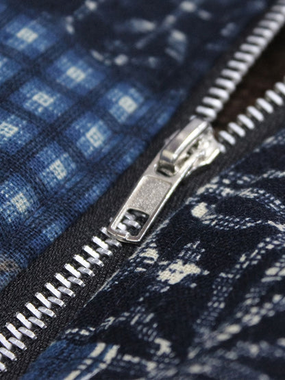 Plus Size Patchwork Print Hoodie Fleece Liner Thermal Coat; Women's Plus Long Sleeve Casual Coat