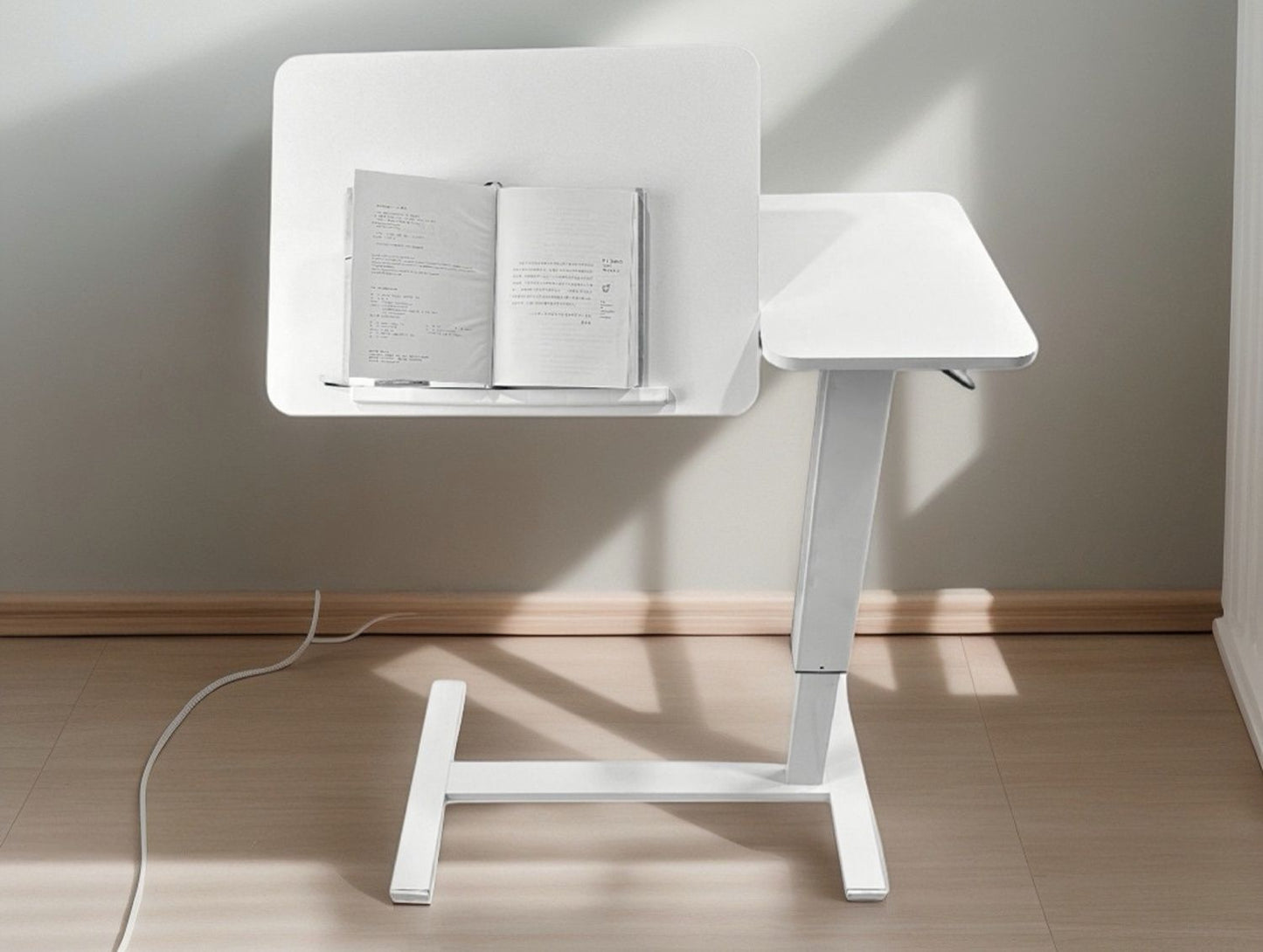 Overbed Bedside Desk Mobile Rolling Laptop Stand Tilting Overbed Table with Wheels Height Adjustable Tray Table for Laptop Bed Sofa Side Table ,Bedside Table(WHITE)