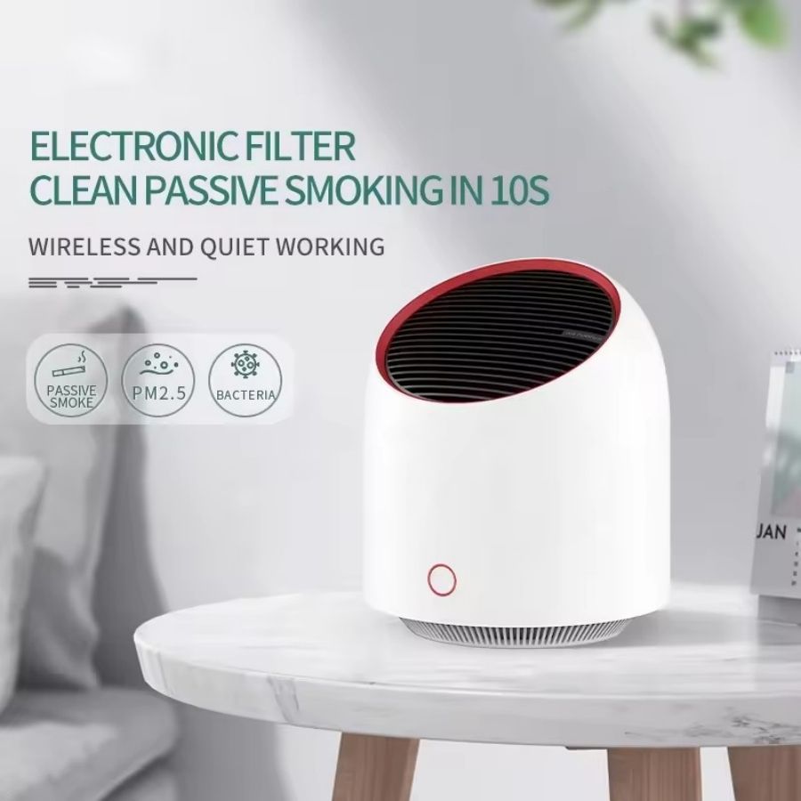 Portable Air Purifier 4000mAh Battery USB Rechargable Air Cleaner Desktop Electronic Filter Portable Negative Ion Remove Activated Carbon Sterilizer Air Filter Duster