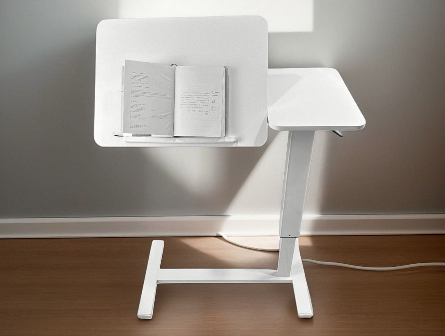 Overbed Bedside Desk Mobile Rolling Laptop Stand Tilting Overbed Table with Wheels Height Adjustable Tray Table for Laptop Bed Sofa Side Table ,Bedside Table(WHITE)