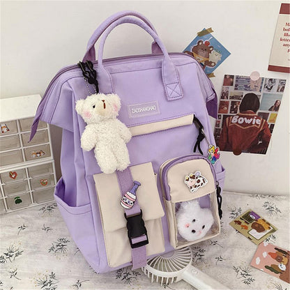 2021 Preppy Purple Backpack Women Waterproof Candy Colors Backpacks Fancy High School Bags for Teenage Girl Cute Travel Rucksack