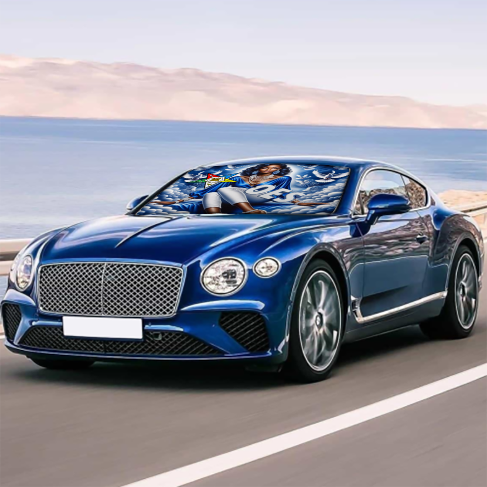 Blue Sky, OES, Sisterhood, Eastern Star, Sorority, Sistar Car Sunshade Umbrella Lightweight and Portable Cover Foldable Auto Protection Accessories