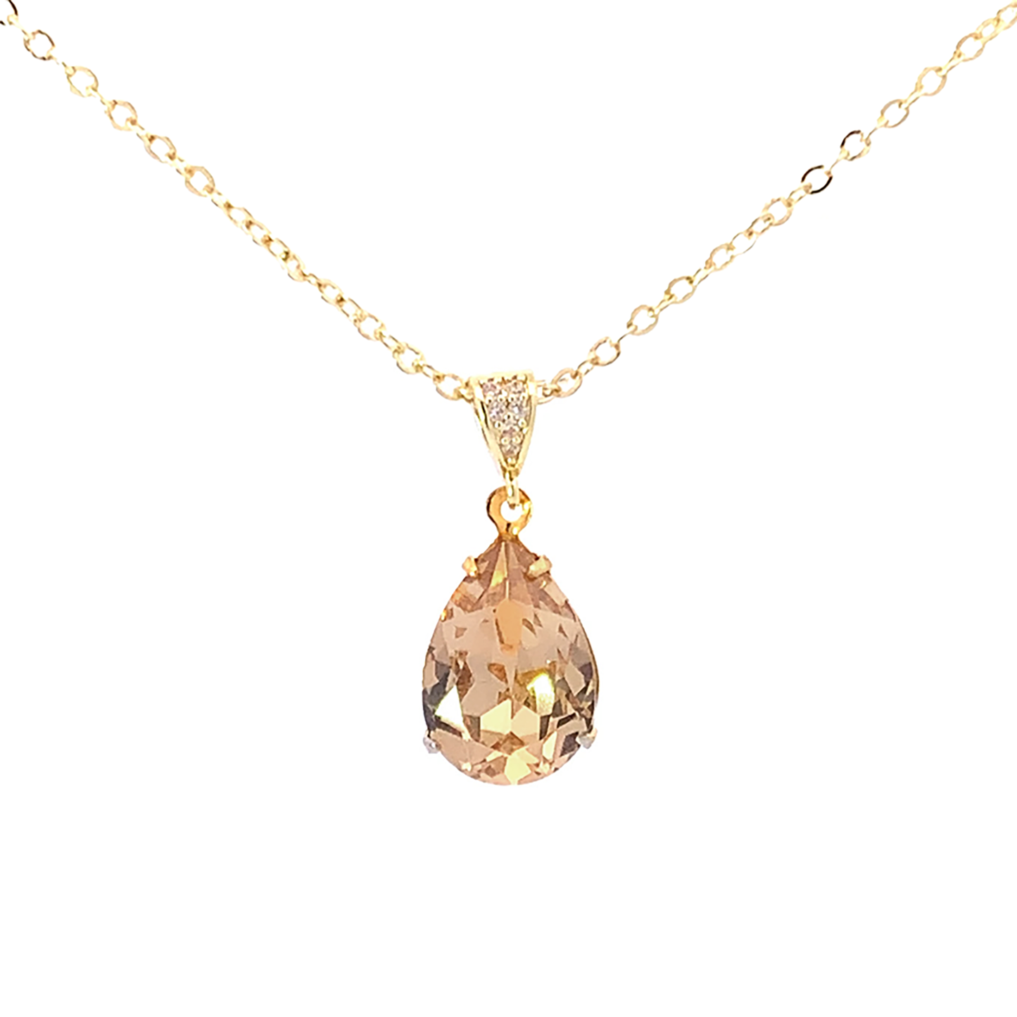 Golden Topaz Crystal Teardrop Necklace
