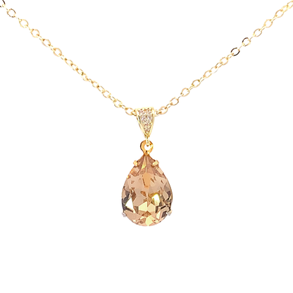 Golden Topaz Crystal Teardrop Necklace