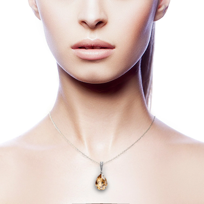 Golden Topaz Crystal Teardrop Necklace