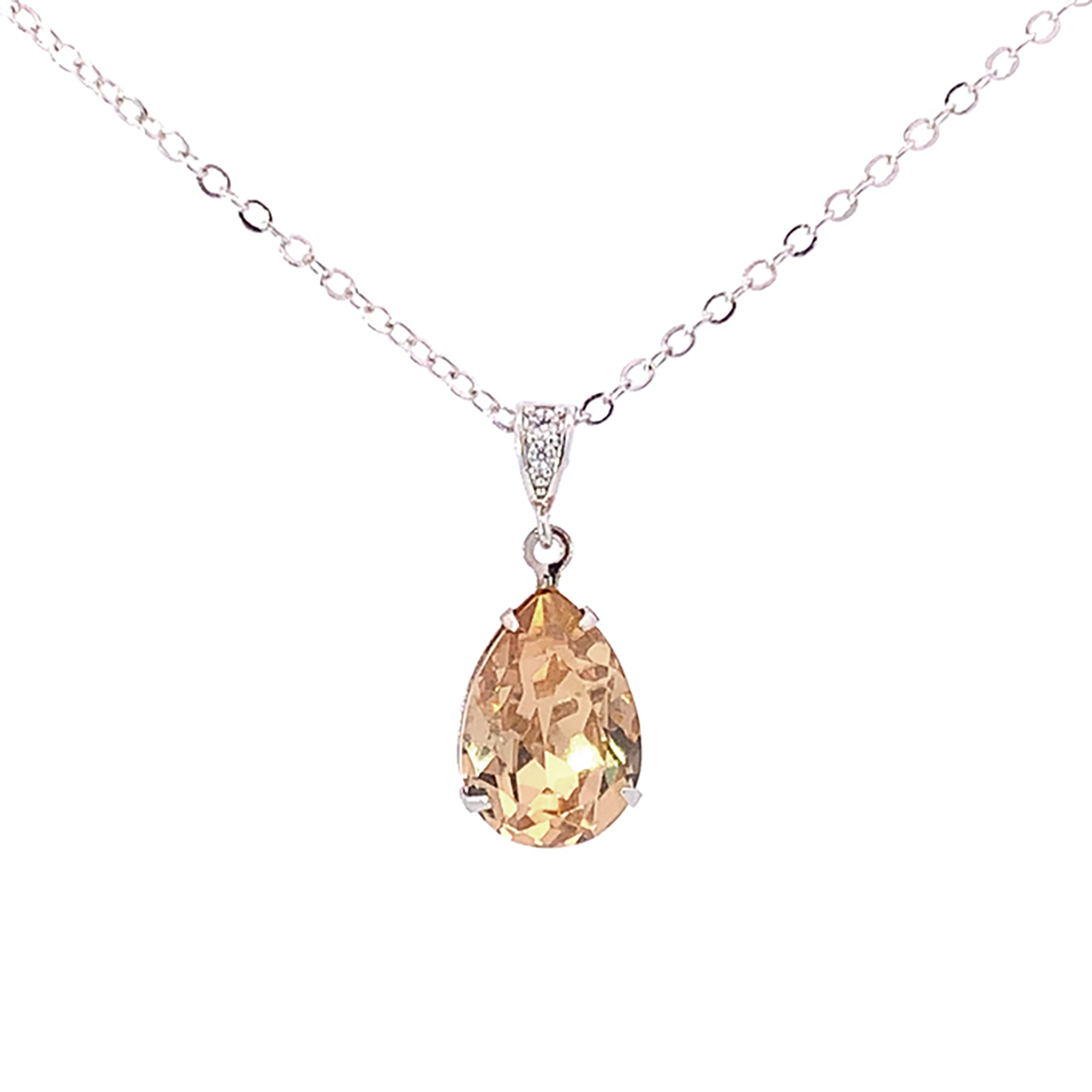 Golden Topaz Crystal Teardrop Necklace