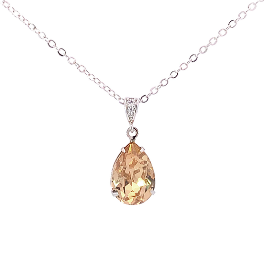 Golden Topaz Crystal Teardrop Necklace