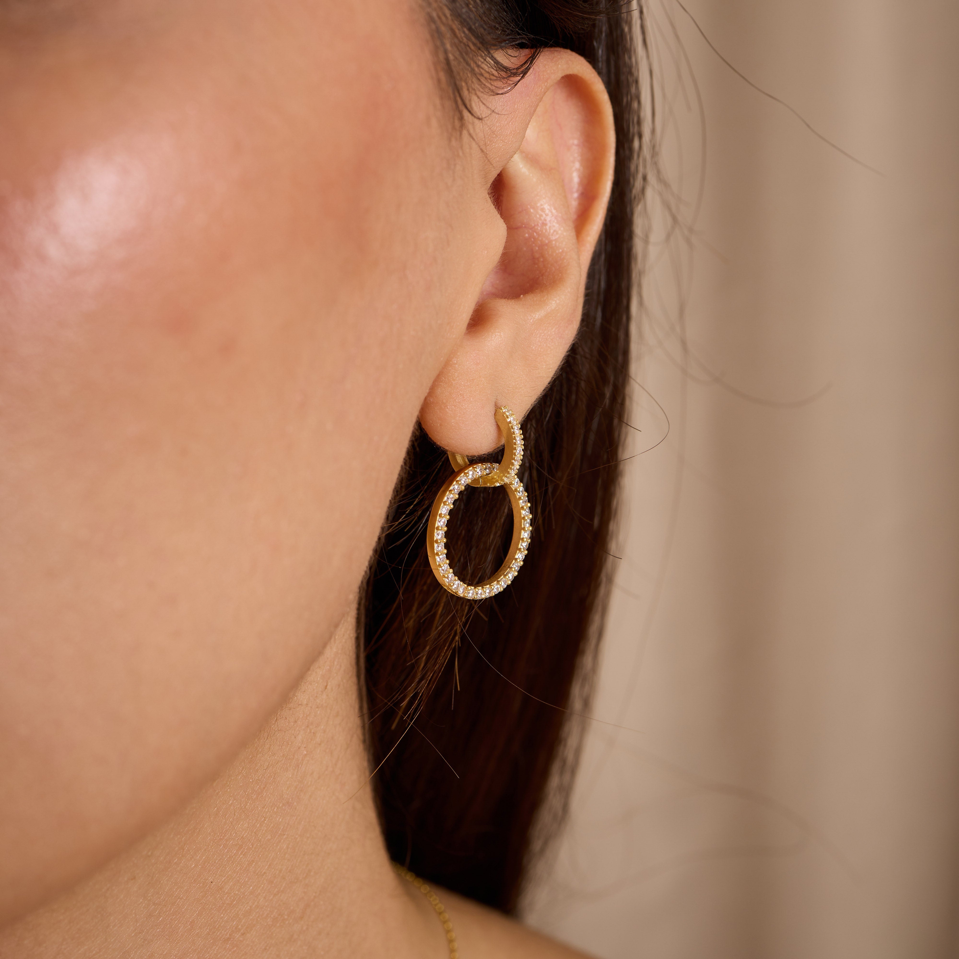 Dainty Sterling Silver Circle Jewelry Set: CZ Necklace, Bracelet & Earrings