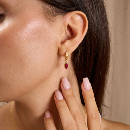 Dainty Marquise Ruby Red Zircon Jewelry Set Sterling Silver Gold Filled Necklace & Earrings
