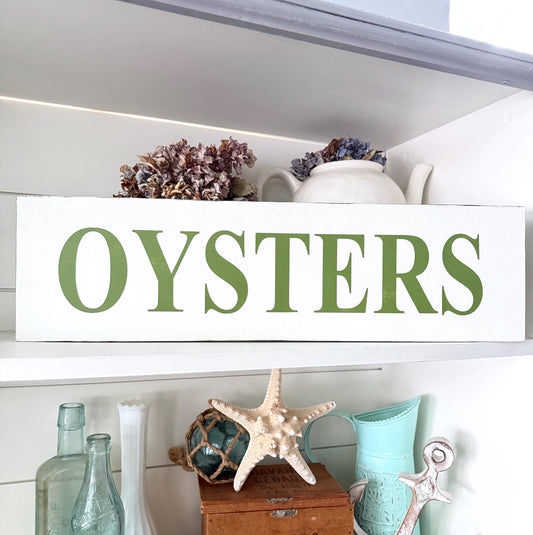 OYSTERS sign, beach house home decor
