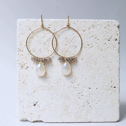 White Chalcedony Swing Earrings